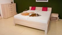 Kvalitně zpracováná manželská postel Line, lamino. Více barevných dezénů. Noční stolek s praktickým šuplíkem.