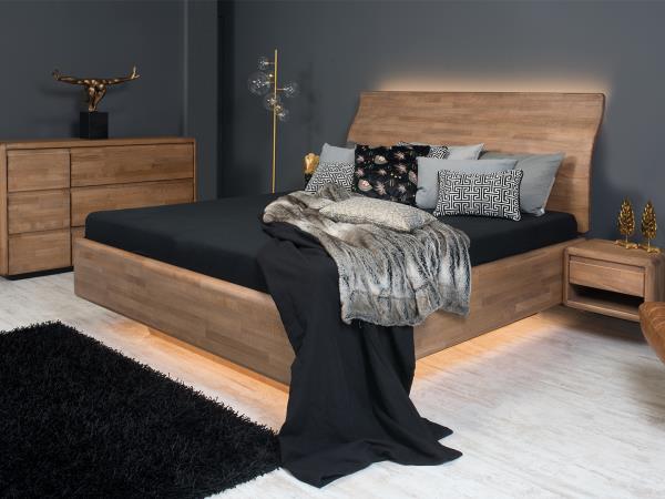 Manželské postele Alison z masivu – dub. Velký výběr barevných odstínů. Česká výroba.