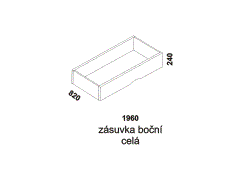 Zásuvka pod postel boční celá Melaka – rozměrový nákres. Provedení: masivní malajský dub. Povrchová úprava: olej. Více barevných odstínů.