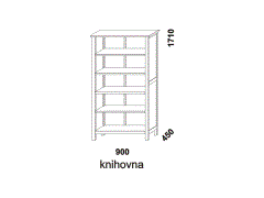 Knihovna Anny - rozměrový nákres. Provedení: masivní smrk. Kvalitní zpracování. Česká výroba.