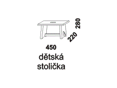 Dětská stolička Gazel z masivu - rozměrový nákres. Provedení: masivní smrk. Český výrobek. Klasická dřevěná stolička. Vysoká kvalita.