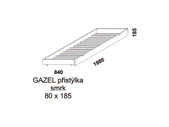 Přistýlka Gazel - rozměrový nákres. Provedení: masivní smrk. Přistýlka je určena pro příležitostné spaní. Česká výroba. Kvalitní zpracování.