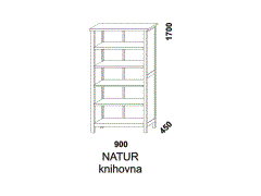 Knihovna Natur z masivu. Rozměrový nákres. Provedení: masivní smrk. Kvalitní zpracování. Česká výroba.