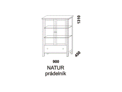 Prádelník Natur z masivu. Rozměrový nákres. Provedení: masivní smrk. Kvalitní zpracování. Česká výroba.