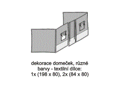 Dekorace domeček Sendy - různá barevná provedení. Rozměrový nákres. Kvalitní zpracování. Vyrobeno v Česku.
