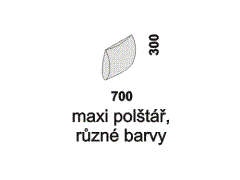 Maxi polštář Sendy, různé barvy. Rozměrový nákres. Kvalitní zpracování. Vyrobeno v Česku.