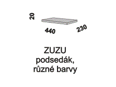 Podsedák Zuzu, různá barevná provedení. Rozměrový nákres. Vyrábí se jako volitelné příslušenství k rostoucí židli Zuzu. Český výrobek.