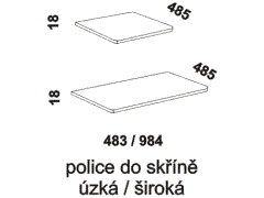 Police Piano do skříně - rozměrový nákres. Český výrobek. Police je v provedení LTD. Kvalitní zpracování. 