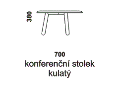 Konferenční stolek kulatý Mamma - rozměrový nákres. Provedení: dub. Český výrobek. Vysoká kvalita. 