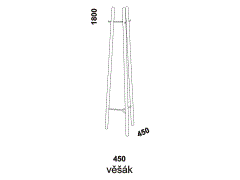 Věšák Mamma - rozměrový nákres. Český výrobek. Provedení: masivní dub. Vysoká kvalita. 
