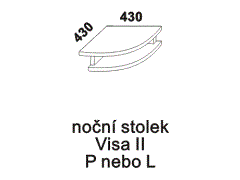 Noční stolek Visa II z masivu - rozměrový nákres. Různé druhy dřevin. Kvalitní konstrukce. Česká výroba.