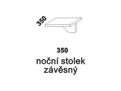 Noční stolek Tereza závěsný - rozměrový nákres. Provedení: masivní borovice. Vysoká kvalita. Český výrobek.