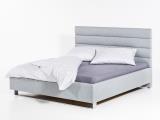 Manželská čalouněná postel Karpó se stříbrnou ližinou. Postel s možností úložného prostoru, prodloužené postele. Kvalitní zpracování. Český výrobek.