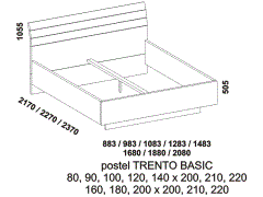 Postel Trento Basic, lamino. Česká kvalitní výroba. Více barevných dezénů. Rozměrový nákres. 