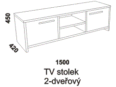 Televizní stolek 2-dveřový Sabrina z masivu - rozměrový nákres. Provedení: masivní buk. Povrchová úprava: olej nebo lak. Více barevných odstínů. Vysoká kvalita.