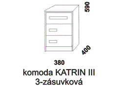 Komoda Katrin III z masivu, zásuvková. Rozměrový nákres. Provedení: masivní smrk. Kvalitní konstrukce. Česká výroba.