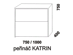 Peřináč Katrin z masivu - rozměrový nákres. Provedení: masivní smrk. Peřináč je vybaven čelním i horním otevíráním. Český výrobek.