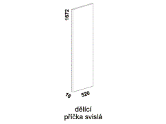 Dělící příčka svislá Line - rozměrový nákres. Provedení LTD. Více barevných dezénů. Český výrobek.