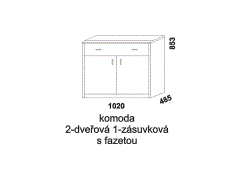 Komoda Paola 2-dveřová 1-zásuvková - rozměrový nákres. Provedení: masivní buk, dub. Více barevných odstínů. Vysoká kvalita.