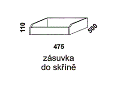 Zásuvka do skříně - rozměrový nákres. Provedení: LTD. Česká výroba. Kvalitní zpracování.