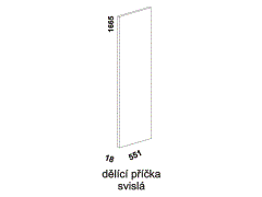 Dělící příčka svislá Yvetta - rozměrový nákres. Provedení LTD. Český výrobek. Kvalitní zpracování.