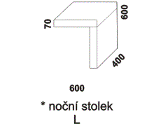 Noční stolek l Alexis – rozměrový nákres. Provedení: masivní dub. Více barevných odstínů. Povrchová úprava: olej. Český výrobek.