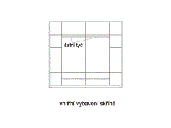 Vnitřní vybavení skříně Visby – rozměrový nákres.