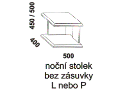 Noční stolek Lena, bez zásuvky - rozměrový nákres. Provedení: masivní buk. Kvalitní konstrukce. Česká výroba.