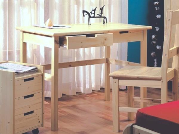MARIO zásuvkový psací stůl, kontejner – masivní smrk, lak přírodní.