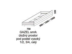 Úložný prostor pod postel vysoký Gazel, masivní smrk, rozměry Úložný prostor pod postel vysoký Gazel - rozměrový nákres. Provedení: masivní smrk. Kvalitní zpracování. Český výrobek.