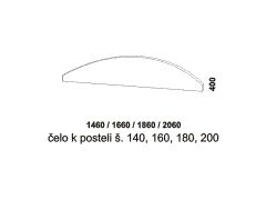 Čelo k posteli Hana z masivu, rozměry Čelo k dvoulůžkové posteli Hana z masivu. Rozměrový nákres. Kvalitní zpracování. Česká výroba.