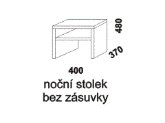 Noční stolek Nikola, bez zásuvky, masiv nebo dýha, rozměry Noční stolek Nikola bez zásuvky - rozměrový nákres. Přírodní dýha nebo masiv. Různé druhy dřevin. Kvalitní konstrukce. Česká výroba.