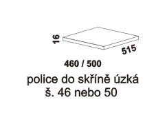 Police do skříně Line, úzká, lamino, rozměry Police do skříně Line úzká - rozměrový nákres. Provedení LTD. Více druhů barevných odstínů. Kvalitní zpracování.